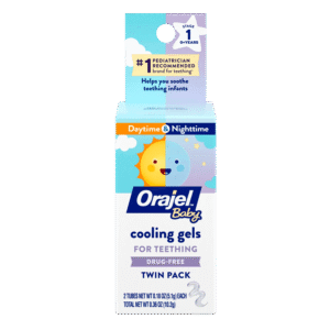 Orajel Baby Daytime & Nighttime Cooling Gels for Teething, Drug-Free, #1 Pediatrician Recommended Brand for Teething*, Two 0.18oz Tubes
